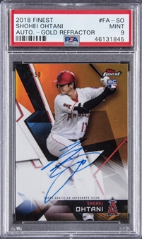2018 Topps Finest Gold Refractor #FA-SO Shohei Ohtani Signed Rookie Card (#03/50) - PSA MINT 9